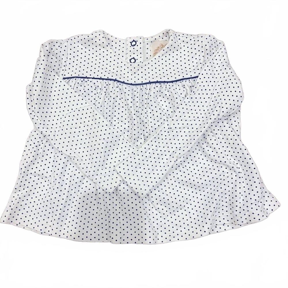 NEW THE BEAUFORT BONNET COMPANY girl's dowell day top in nantucket navy dot